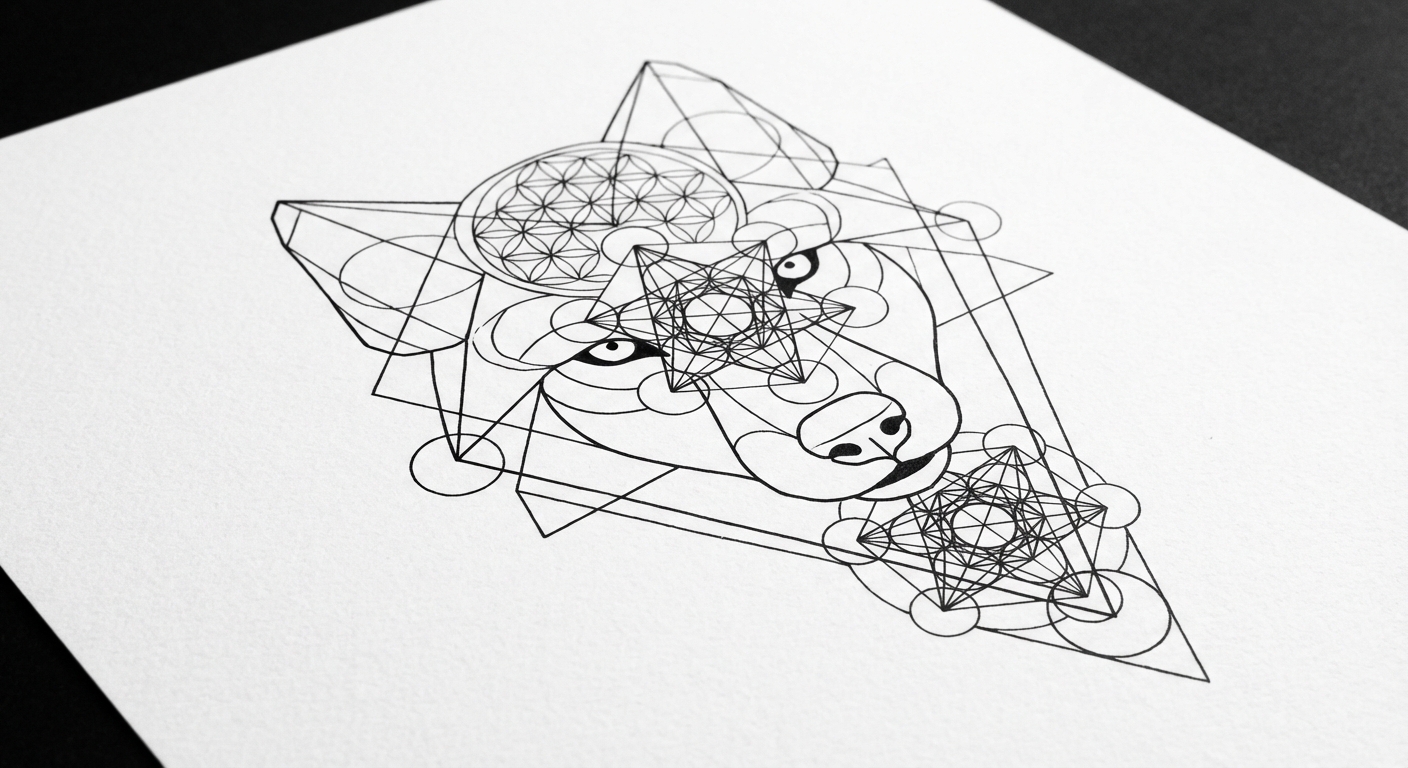 Эскиз тату: Геометрический волк